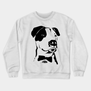 Cute Pit Bull Drawing in Black and White with a Bow Tie Crewneck Sweatshirt